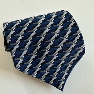 The Nature Conservancy blue silk Dolphin tie handmade Korea 58x4in